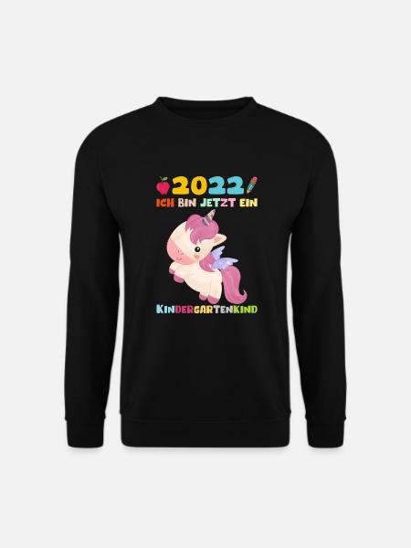 Kindergarten 2022 Ich Komme Einhorn Kita Geschenk - Unisex Pullover - Schwarz