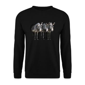 Drei Zebras - Unisex Pullover - Schwarz - Vorne - Alina (178cm) & Michal (187cm)