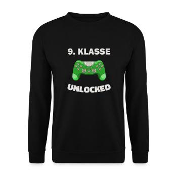9. Klasse Gamer Deko Zocker Schule Kinder Geschenk - Unisex Pullover - Schwarz - Vorne - Alina (178cm) & Michal (187cm)