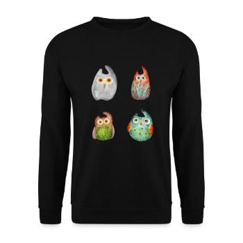 Eule Uhu Tier Waldtier Steinkauz Schleiereulen Fun - Unisex Pullover - Schwarz - Vorne - Alina (178cm) & Michal (187cm)