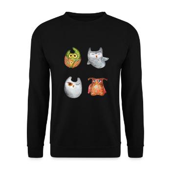Eule Uhu Tier Waldtier Steinkauz Schleiereulen Fun - Unisex Pullover - Schwarz - Vorne - Alina (178cm) & Michal (187cm)