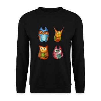 Eule Uhu Tier Waldtier Steinkauz Schleiereulen Fun - Unisex Pullover - Schwarz - Vorne - Alina (178cm) & Michal (187cm)