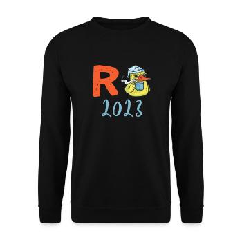 Rente Ente 2023 Pension Ruhestand Opa Oma Rentner - Unisex Pullover - Schwarz - Vorne - Alina (178cm) & Michal (187cm)