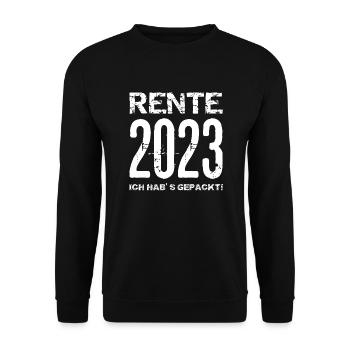 Ruhestand Rente Pension Renteneintritt Abschied - Unisex Pullover - Schwarz - Vorne - Alina (178cm) & Michal (187cm)