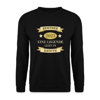 Ruhestand Rente Pension Renteneintritt Abschied - Unisex Pullover - Schwarz - Vorne - Alina (178cm) & Michal (187cm)