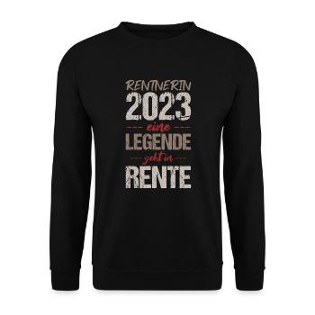 Ruhestand Rente Pension Renteneintritt Abschied - Unisex Pullover - Schwarz - Vorne - Alina (178cm) & Michal (187cm)
