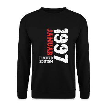 1997 janvier édition limitée déco tenue d’anniversaire - Sweat-shirt Unisexe - noir - Devant - Alina (178cm) & Michal (187cm)