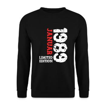1989 janvier édition limitée déco tenue d’anniversaire - Sweat-shirt Unisexe - noir - Devant - Alina (178cm) & Michal (187cm)