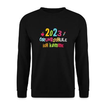 Schulkind 2023 Mädchen Einschulung Erstklässler - Unisex Pullover - Schwarz - Vorne - Alina (178cm) & Michal (187cm)