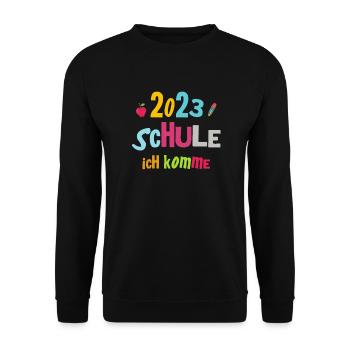 Schulkind 2023 Mädchen Einschulung Erstklässler - Unisex Pullover - Schwarz - Vorne - Alina (178cm) & Michal (187cm)