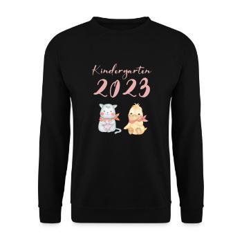 Kindergarten 2023 Süße Tiere Mädchen Jungen Kita - Unisex Pullover - Schwarz - Vorne - Alina (178cm) & Michal (187cm)
