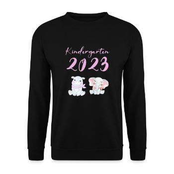 Kindergarten 2023 Süße Tiere Mädchen Jungen Kita - Unisex Pullover - Schwarz - Vorne - Alina (178cm) & Michal (187cm)