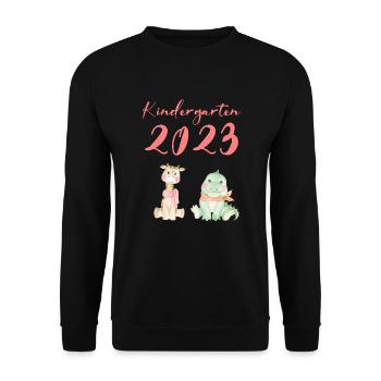 Kindergarten 2023 Süße Tiere Mädchen Jungen Kita - Unisex Pullover - Schwarz - Vorne - Alina (178cm) & Michal (187cm)