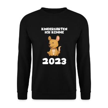 Kindergarten 2023 Ich Komme Mädchen Jungen Kita - Unisex Pullover - Schwarz - Vorne - Alina (178cm) & Michal (187cm)
