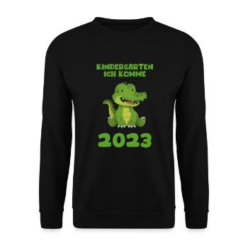 Kindergarten 2023 Ich Komme Mädchen Jungen Kita - Unisex Pullover - Schwarz - Vorne - Alina (178cm) & Michal (187cm)