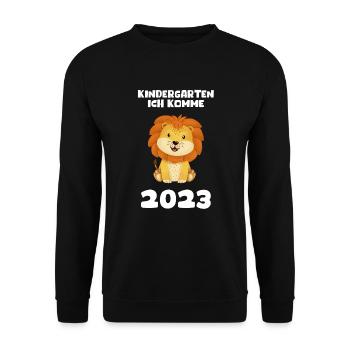 Kindergarten 2023 Ich Komme Mädchen Jungen Kita - Unisex Pullover - Schwarz - Vorne - Alina (178cm) & Michal (187cm)