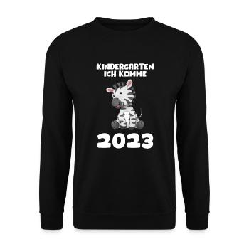 Kindergarten 2023 Ich Komme Mädchen Jungen Kita - Unisex Pullover - Schwarz - Vorne - Alina (178cm) & Michal (187cm)