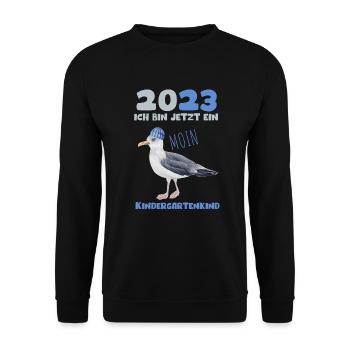 Kindergarten 2023 Möwe Nordsee Mädchen Jungen Kita - Unisex Pullover - Schwarz - Vorne - Alina (178cm) & Michal (187cm)