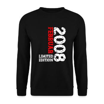 2008 Februar Limited Edition Geburtstag Mann Frau - Unisex Pullover - Schwarz - Vorne - Alina (178cm) & Michal (187cm)