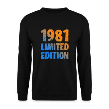 1981 Limited Edition Geburtstag Geschenk Frau Mann - Unisex Pullover - Schwarz - Vorne - Alina (178cm) & Michal (187cm)