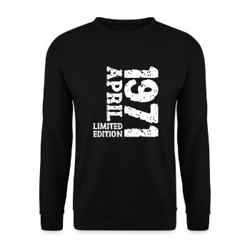 1971 avril édition limitée cadeau d’anniversaire - Sweat-shirt Unisexe - noir - Devant - Alina (178cm) & Michal (187cm)