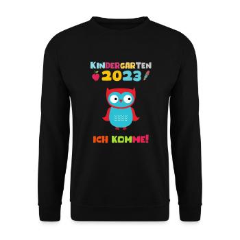 Kindergarten 2023 Ich Komme Jungen Kita Geschenk - Unisex Pullover - Schwarz - Vorne - Alina (178cm) & Michal (187cm)