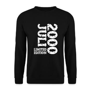 2000 Juillet Édition Limitée Cadeau d’Anniversaire - Sweat-shirt Unisexe - noir - Devant - Alina (178cm) & Michal (187cm)
