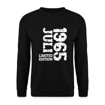 1965 Juli Limited Edition Geburtstag Geschenk - Unisex Pullover - Schwarz - Vorne - Alina (178cm) & Michal (187cm)