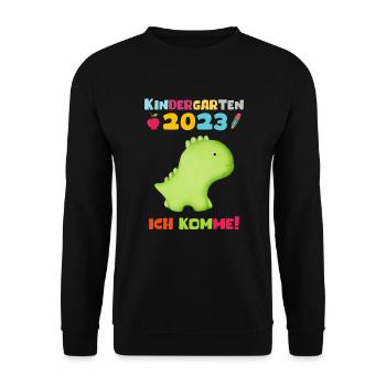 Kindergarten 2023 Ich Komme Jungen Kita Geschenk - Unisex Pullover - Schwarz - Vorne - Alina (178cm) & Michal (187cm)