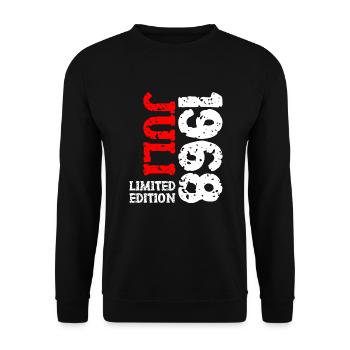 1968 Juli Limited Edition Geburtstag Geschenk - Unisex Pullover - Schwarz - Vorne - Alina (178cm) & Michal (187cm)