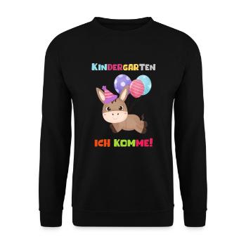 Kindergarten 2023 Ich Komme Mädchen Kita Geschenk - Unisex Pullover - Schwarz - Vorne - Alina (178cm) & Michal (187cm)