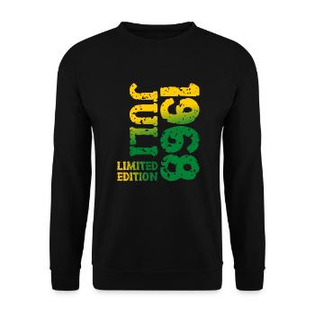1968 Juli Limited Edition Geburtstag Geschenk - Unisex Pullover - Schwarz - Vorne - Alina (178cm) & Michal (187cm)