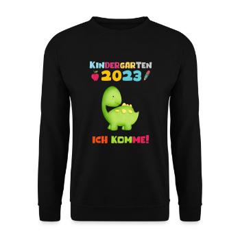 Kindergarten 2023 Ich Komme Jungen Kita Geschenk - Unisex Pullover - Schwarz - Vorne - Alina (178cm) & Michal (187cm)