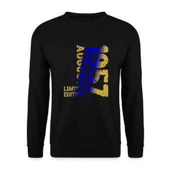 1957 August Limited Edition 66. Geburtstag Outfit - Unisex Pullover - Schwarz - Vorne - Alina (178cm) & Michal (187cm)