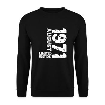 1971 August Limited Edition 52. Geburtstag Outfit - Unisex Pullover - Schwarz - Vorne - Alina (178cm) & Michal (187cm)