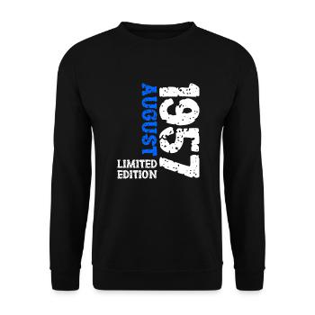 1957 August Limited Edition 66th Birthday Outfit - Unisex Sweatshirt - black - Front - Alina (178cm) & Michal (187cm)