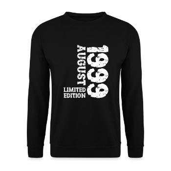 1999 August Limited Edition 24. Geburtstag Outfit - Unisex Pullover - Schwarz - Vorne - Alina (178cm) & Michal (187cm)