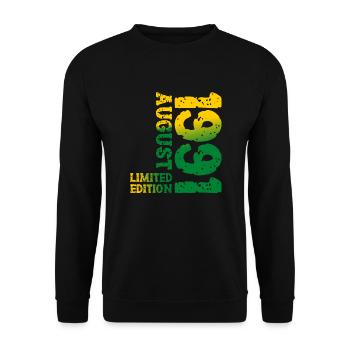 1991 August Limited Edition 32. Geburtstag Outfit - Unisex Pullover - Schwarz - Vorne - Alina (178cm) & Michal (187cm)
