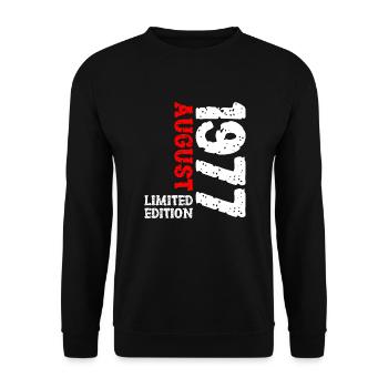 1977 August Limited Edition 46. Geburtstag Outfit - Unisex Pullover - Schwarz - Vorne - Alina (178cm) & Michal (187cm)