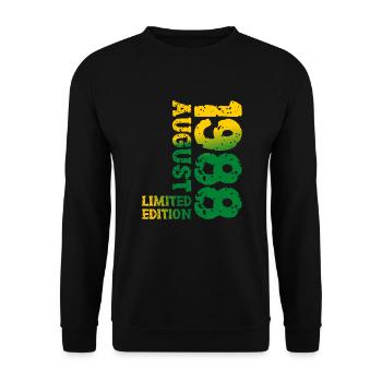 1988 August Limited Edition 35. Geburtstag Outfit - Unisex Pullover - Schwarz - Vorne - Alina (178cm) & Michal (187cm)