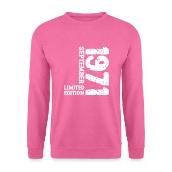 1971 September Limited Edition 52. Geburtstag Deko - Unisex Pullover - Pink - Vorne