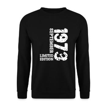 1973 Septembre Édition Limitée 50th Birthday Deco - Sweat-shirt Unisexe - noir - Devant - Alina (178cm) & Michal (187cm)