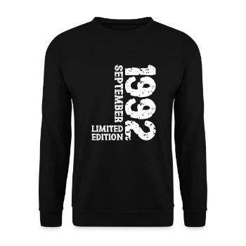 1992 September Limited Edition 31. Geburtstag Deko - Unisex Pullover - Schwarz - Vorne - Alina (178cm) & Michal (187cm)
