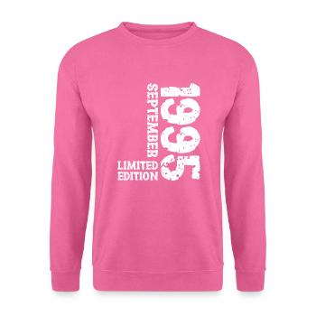 1995 September Limited Edition 28. Geburtstag Deko - Unisex Pullover - Pink - Vorne