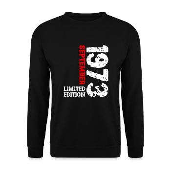 1973 Septembre Édition Limitée 50th Birthday Deco - Sweat-shirt Unisexe - noir - Devant - Alina (178cm) & Michal (187cm)