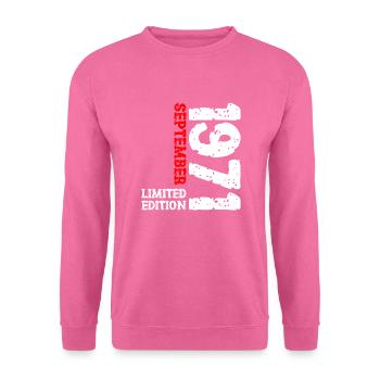 1971 September Limited Edition 52. Geburtstag Deko - Unisex Pullover - Pink - Vorne