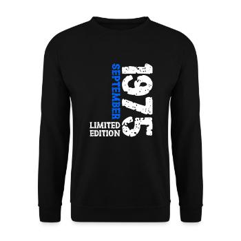 1975 September Limited Edition 48. Geburtstag Deko - Unisex Pullover - Schwarz - Vorne - Alina (178cm) & Michal (187cm)