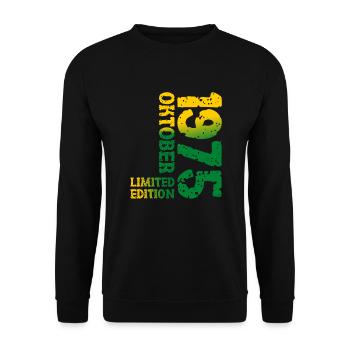 1975 Oktober Limited Edition 48. Geburtstag Deko - Unisex Pullover - Schwarz - Vorne - Alina (178cm) & Michal (187cm)