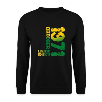 1971 Oktober Limited Edition 52. Geburtstag Deko - Unisex Pullover - Schwarz - Vorne - Alina (178cm) & Michal (187cm)
