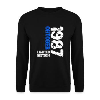 1987 Oktober Limited Edition 36. Geburtstag Deko - Unisex Pullover - Schwarz - Vorne - Alina (178cm) & Michal (187cm)